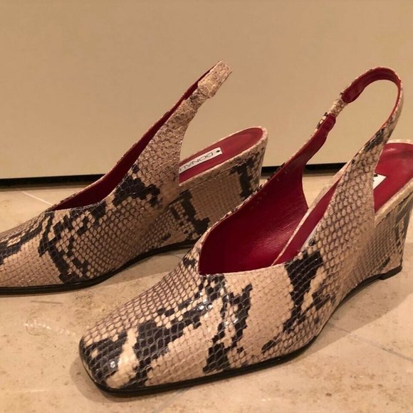 Donald J. Pliner Python Snakeskin Wedge Slingback Shoes 7.5 - Picture 1 of 2